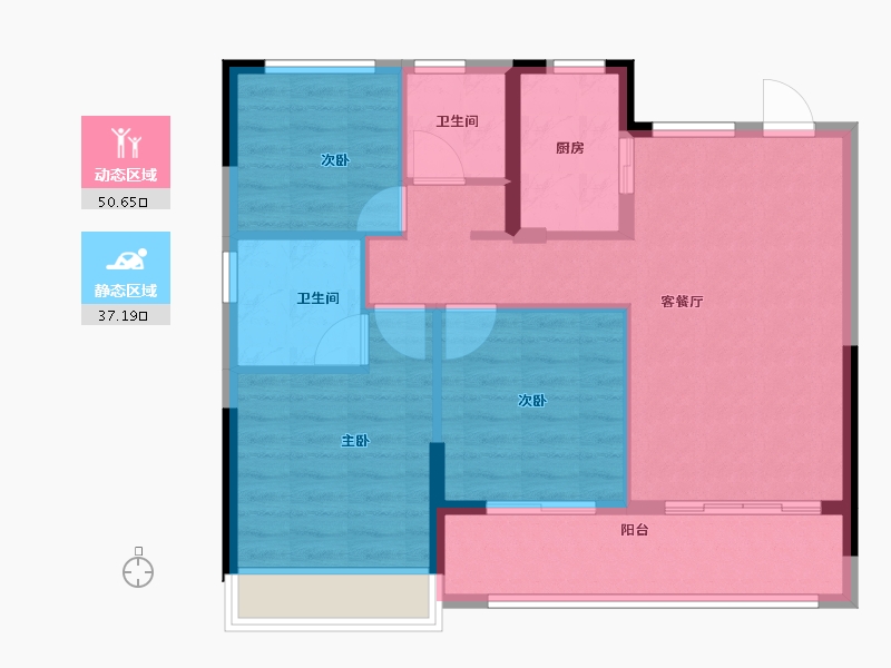 浙江省-丽水市-金地新希望风华剑桥-79.20-户型库-动静分区