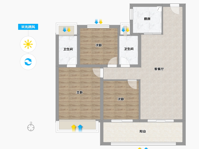 湖北省-黄冈市-红安碧桂园-92.81-户型库-采光通风