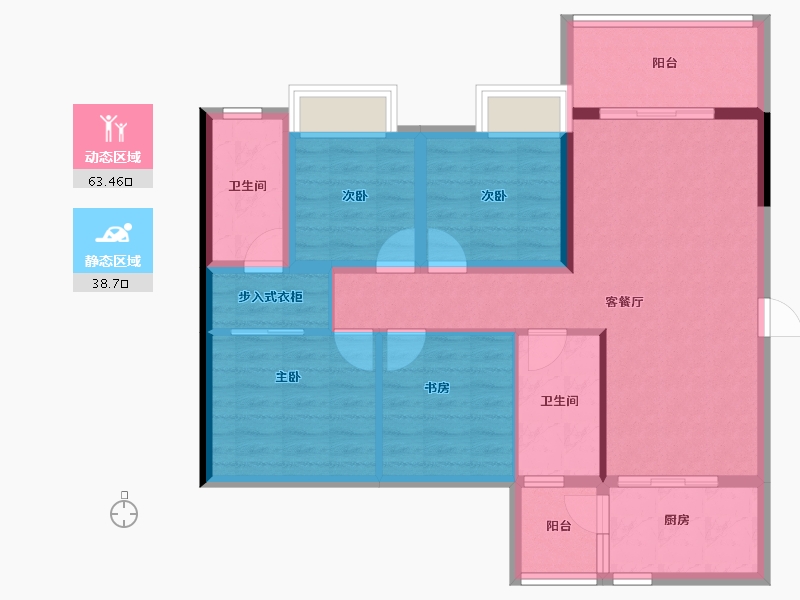 广东省-湛江市-凯悦华府-90.87-户型库-动静分区