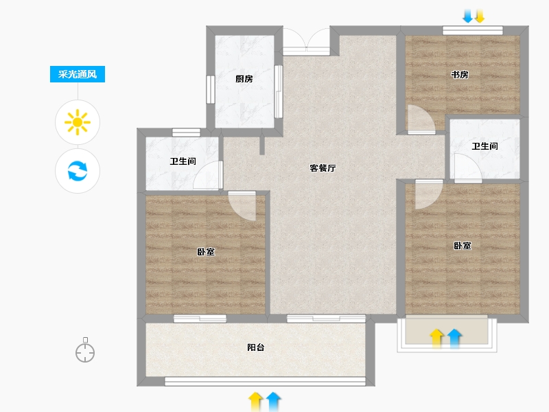 安徽省-蚌埠市-山水文园-84.78-户型库-采光通风