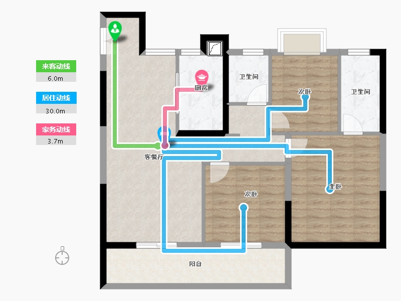 湖北省-宜昌市-宜昌城市旅游客厅国际社区-93.85-户型库-动静线