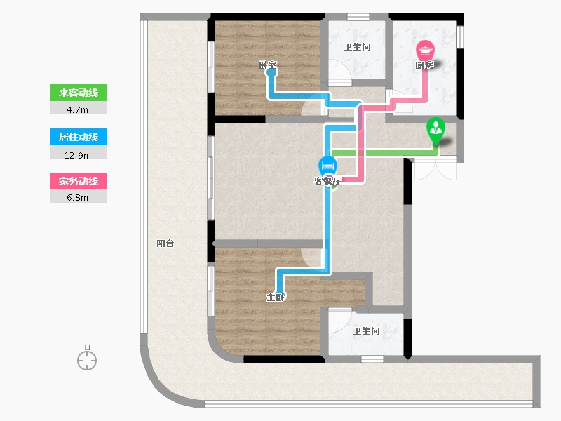 海南省-海口市-观澜湖上东区Ⅱ区-111.20-户型库-动静线