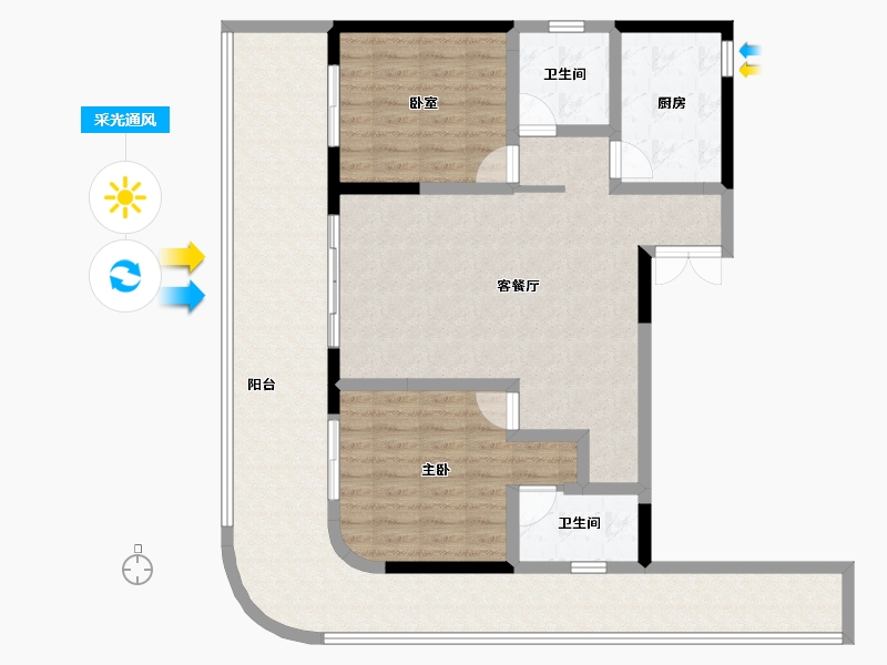 海南省-海口市-观澜湖上东区Ⅱ区-111.20-户型库-采光通风