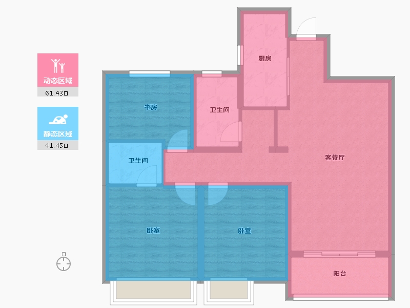 安徽省-蚌埠市-山水文园-91.95-户型库-动静分区