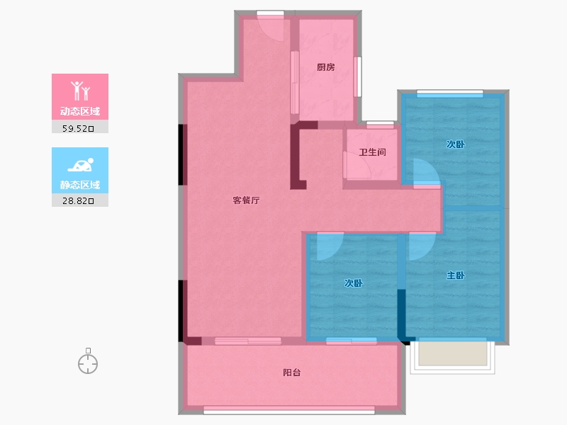 湖北省-荆州市-金投·新城印象-78.48-户型库-动静分区