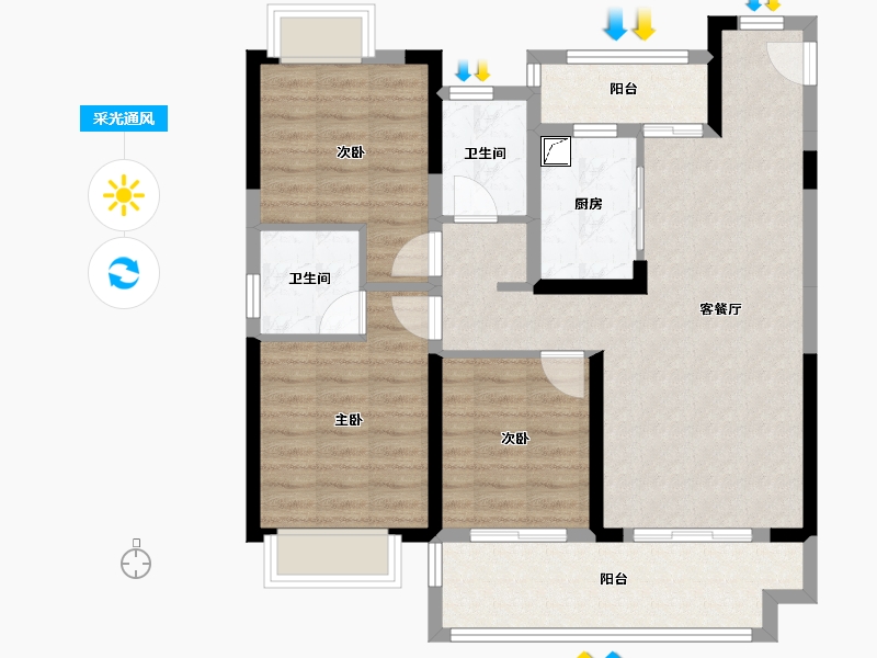 湖北省-荆州市-中建城发荆江之星-88.20-户型库-采光通风