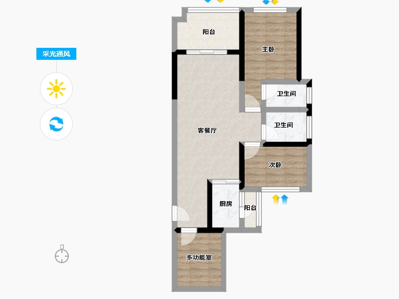 广东省-湛江市-达智华府-64.81-户型库-采光通风