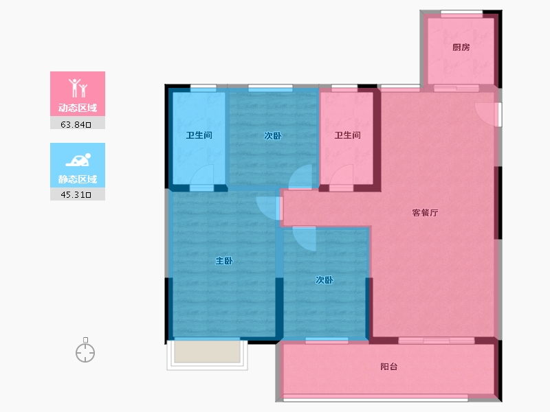 湖北省-黄冈市-天盟·未来城-98.40-户型库-动静分区