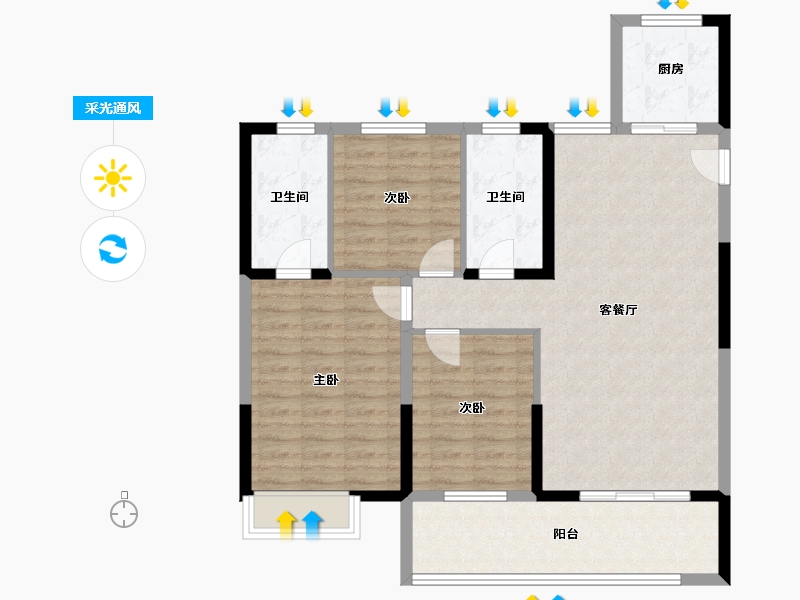 湖北省-黄冈市-天盟·未来城-98.40-户型库-采光通风