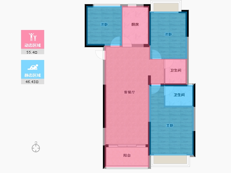 湖北省-黄冈市-坤元广场-91.81-户型库-动静分区