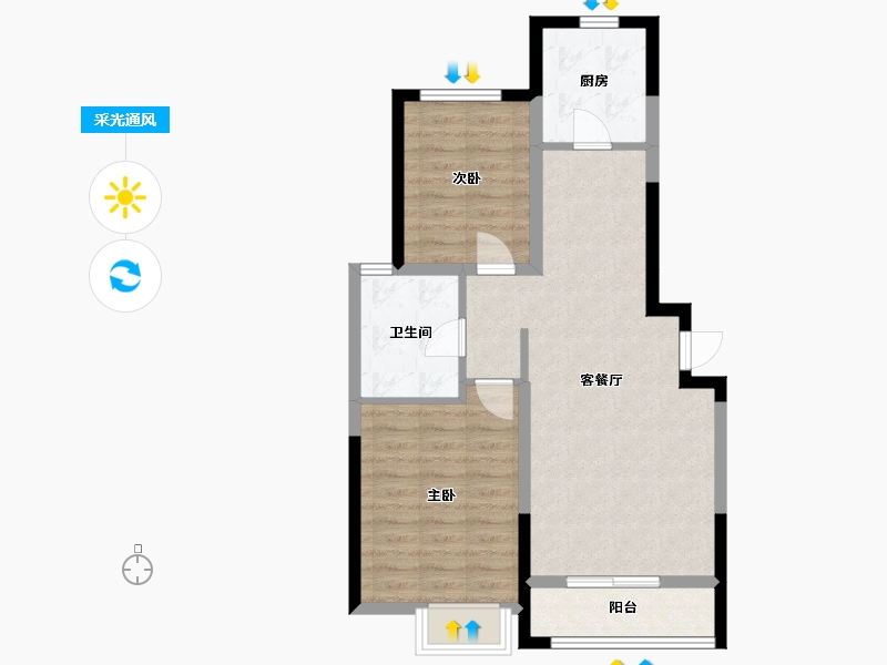 河北省-秦皇岛市-秦皇岛万达广场-67.64-户型库-采光通风