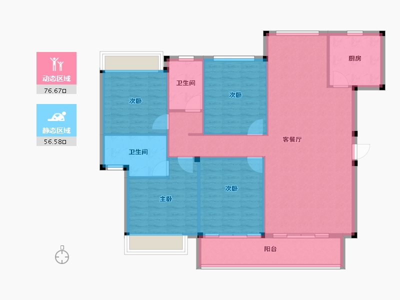 湖北省-黄冈市-坤元广场-122.65-户型库-动静分区