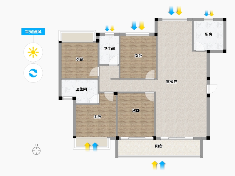 湖北省-黄冈市-坤元广场-122.65-户型库-采光通风