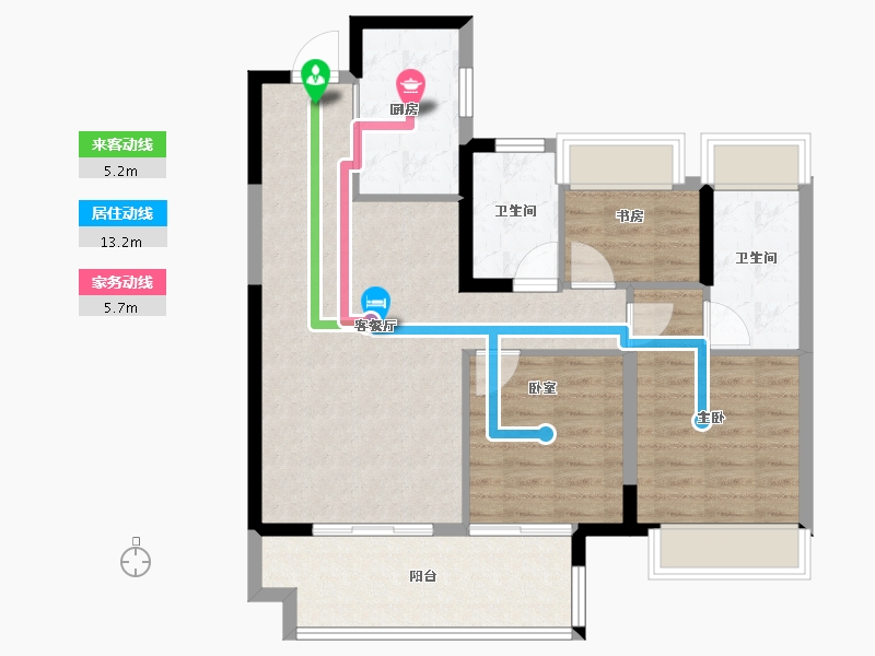 湖南省-岳阳市-环球融创岳阳环球中心-84.00-户型库-动静线