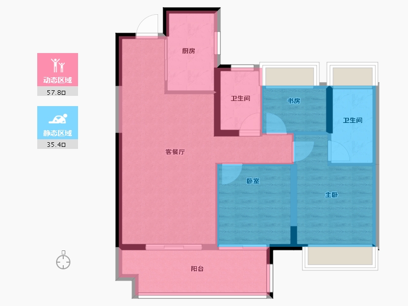 湖南省-岳阳市-环球融创岳阳环球中心-84.00-户型库-动静分区