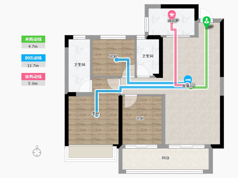 湖北省-黄冈市-坤元广场-75.58-户型库-动静线