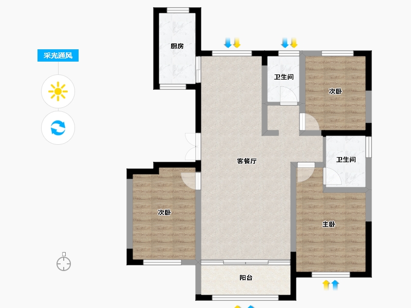 宁夏回族自治区-银川市-正基如意府-90.41-户型库-采光通风