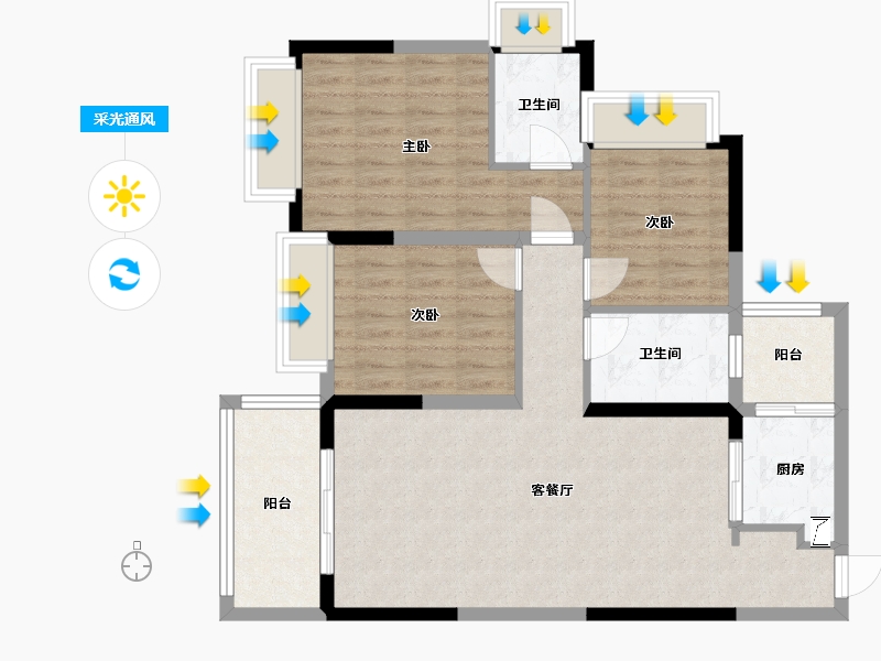 湖南省-衡阳市-合兴·公园里-100.00-户型库-采光通风