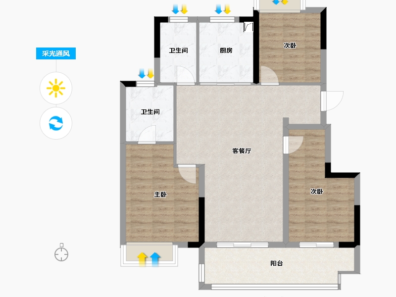 江苏省-南通市-悦珑湾-94.00-户型库-采光通风