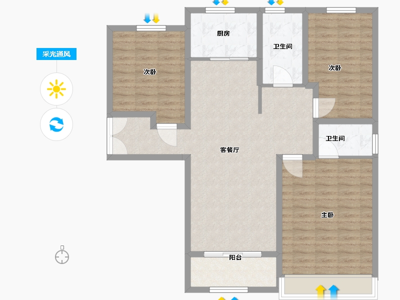 河南省-许昌市-北海腾飞花园-102.00-户型库-采光通风