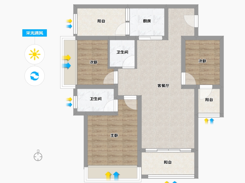 广东省-湛江市-中金时代广场-75.03-户型库-采光通风