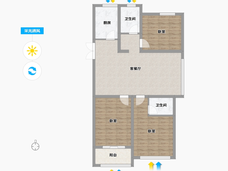 安徽省-蚌埠市-山水文园-97.71-户型库-采光通风