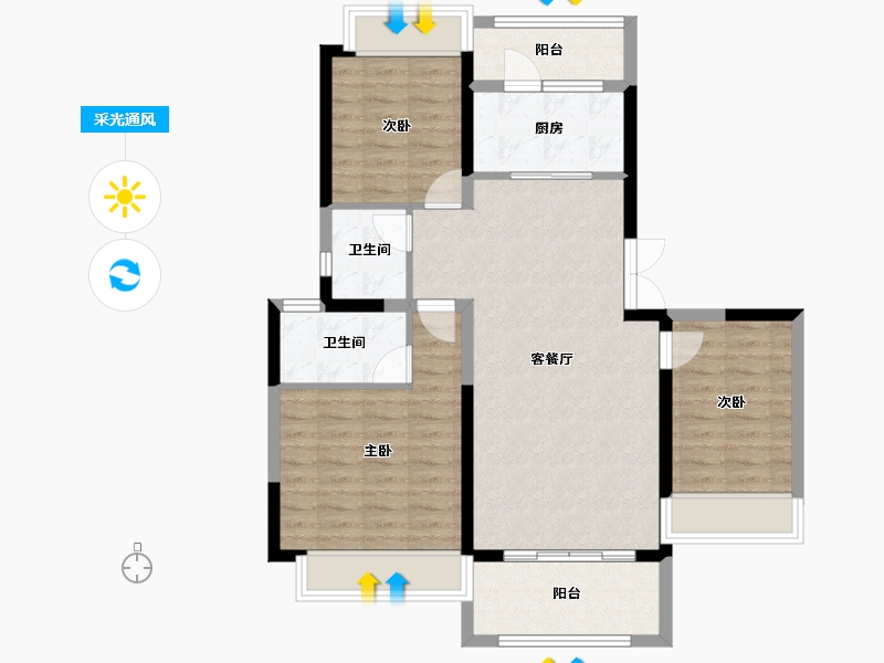 海南省-海口市-​衍宏府-88.72-户型库-采光通风