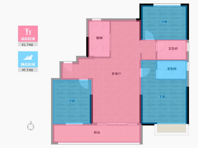 河北省-秦皇岛市-碧桂园翡翠公园-96.80-户型库-动静分区