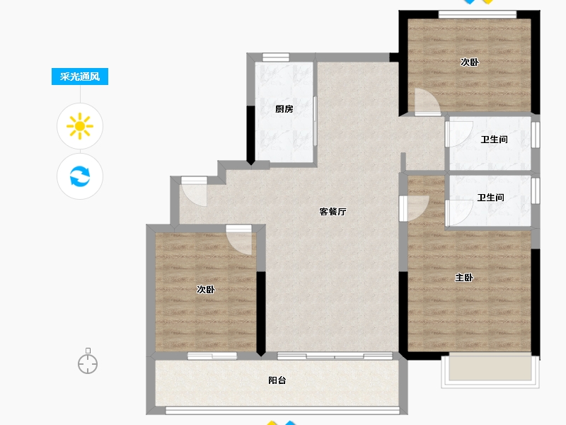 河北省-秦皇岛市-碧桂园翡翠公园-96.80-户型库-采光通风