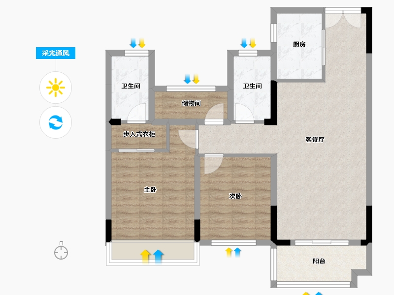 湖南省-郴州市-中欣逸品-105.00-户型库-采光通风