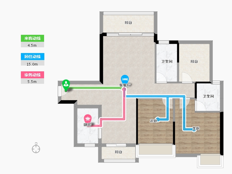 广东省-湛江市-凯悦华府-85.34-户型库-动静线