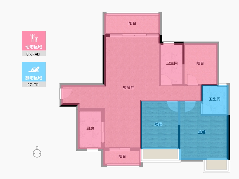 广东省-湛江市-凯悦华府-85.34-户型库-动静分区