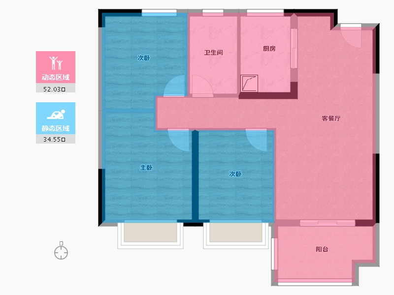 江苏省-连云港市-水木芳华苑-78.00-户型库-动静分区