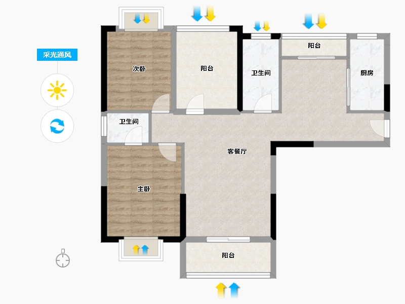 湖北省-黄冈市-御河·城市公园-90.12-户型库-采光通风