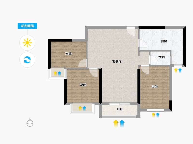 湖北省-黄冈市-浠水碧桂园江湾城-75.36-户型库-采光通风