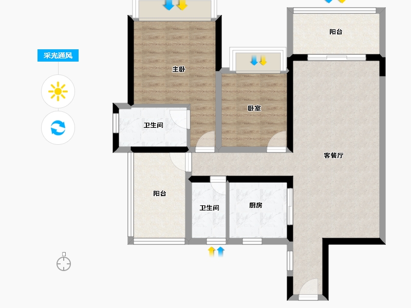 海南省-海口市-金岛国际二期-82.75-户型库-采光通风