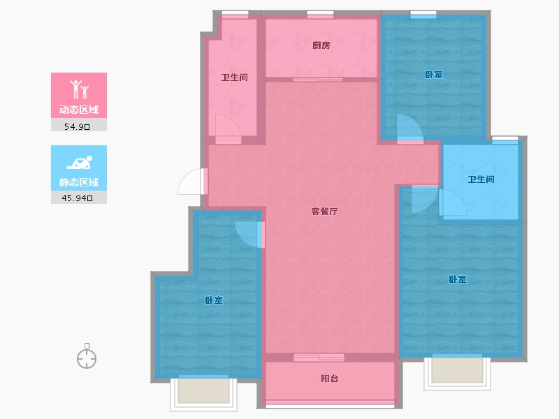 河北省-秦皇岛市-金龙和玺-89.60-户型库-动静分区