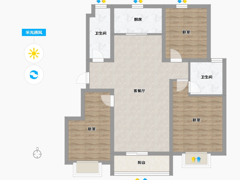 河北省-秦皇岛市-金龙和玺-89.60-户型库-采光通风