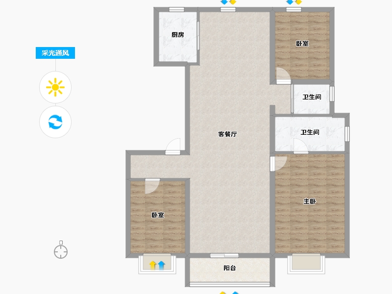 河北省-秦皇岛市-碧桂园玫瑰庄园-120.00-户型库-采光通风