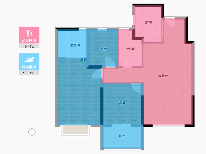 浙江省-金华市-白林新区-90.00-户型库-动静分区