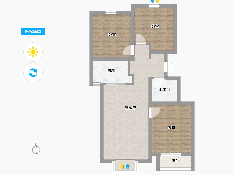 河北省-秦皇岛市-金龙和玺-65.20-户型库-采光通风