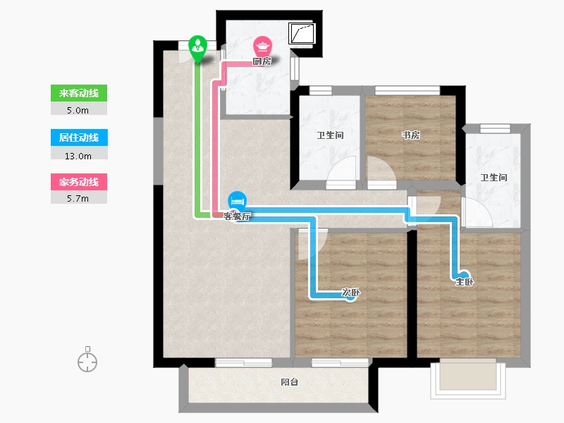 湖北省-宜昌市-宜昌城市旅游客厅国际社区-71.16-户型库-动静线