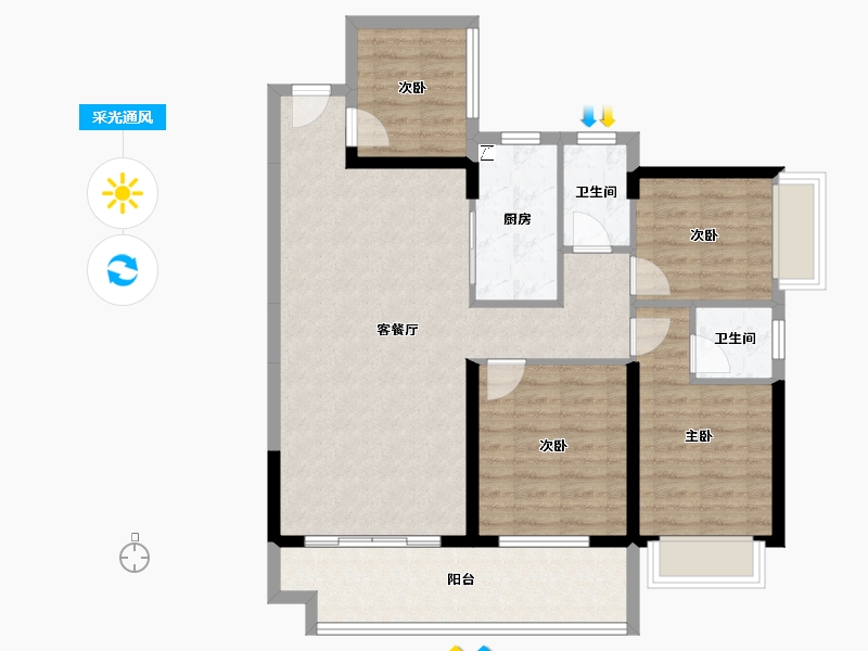 广东省-湛江市-钰海豪庭-93.45-户型库-采光通风