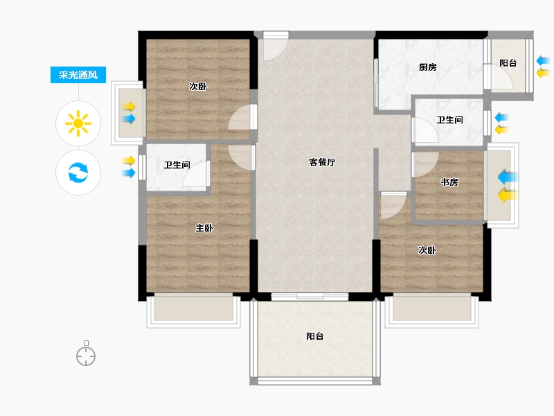 广东省-湛江市-荣福银苑-89.30-户型库-采光通风