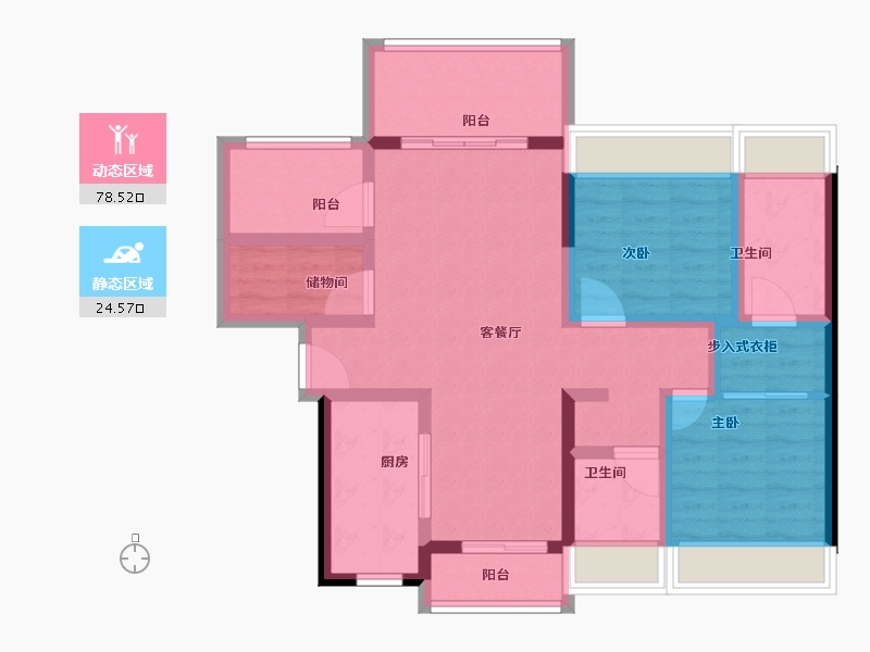 广东省-湛江市-卓越维港-90.41-户型库-动静分区