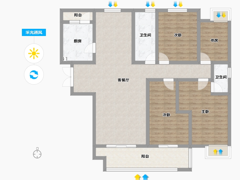 湖北省-宜昌市-万豪中心-116.69-户型库-采光通风