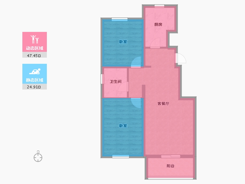 河北省-秦皇岛市-北戴河新区孔雀城-64.00-户型库-动静分区