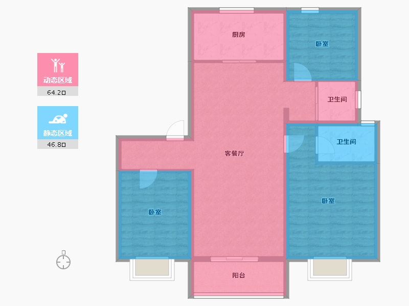 河北省-秦皇岛市-碧桂园玫瑰庄园-100.00-户型库-动静分区