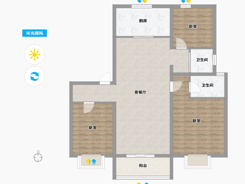 河北省-秦皇岛市-碧桂园玫瑰庄园-100.00-户型库-采光通风