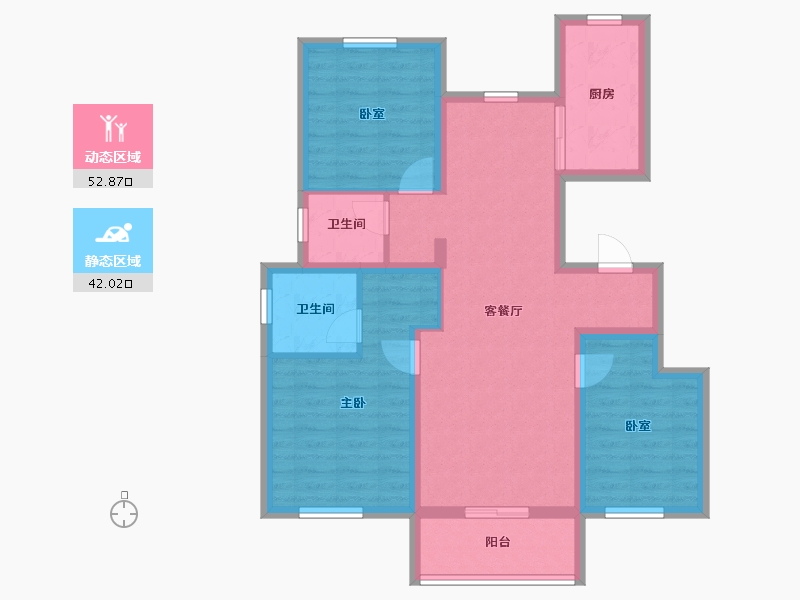 河北省-秦皇岛市-北戴河新区孔雀城-84.00-户型库-动静分区